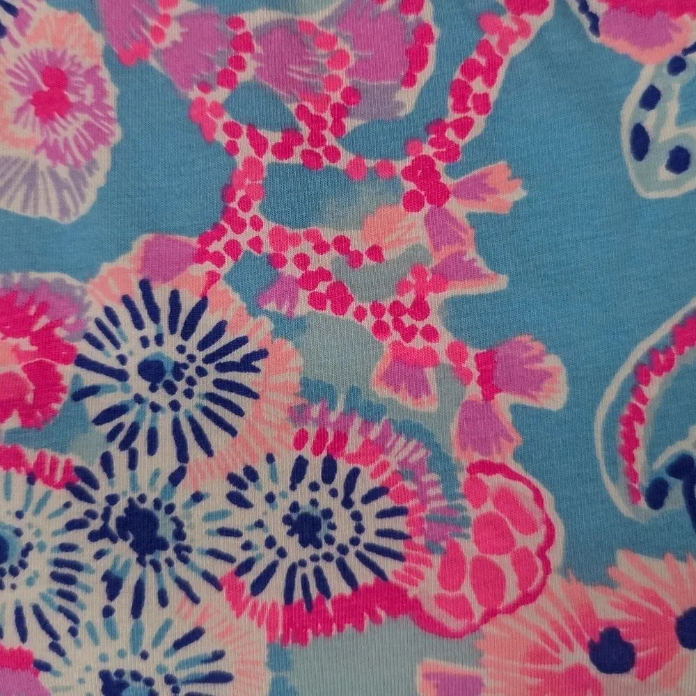 Lilly Pulitzer Blue Hot Pink Turtle Coral Long Sleeve Finn Shirt Blouse Medium - Picture 5 of 9